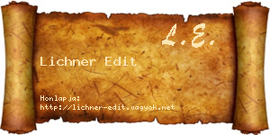 Lichner Edit névjegykártya